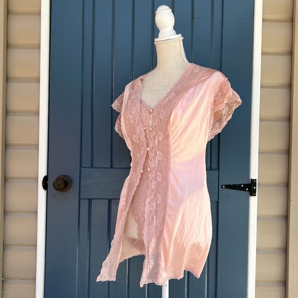 Vintage 1960 Kayser two-piece lingerie bodysuit and a matching robe Women Size M - Picture 2 of 10